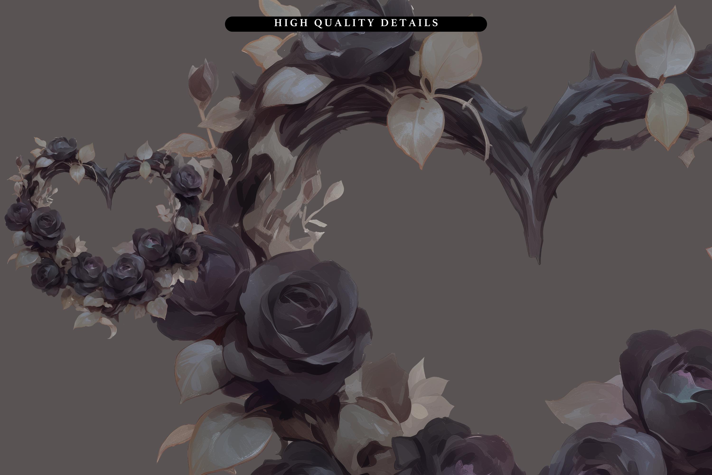 Gothic Rose Frame Clipart, Black Floral Border PNG, Romantic Gothic ...