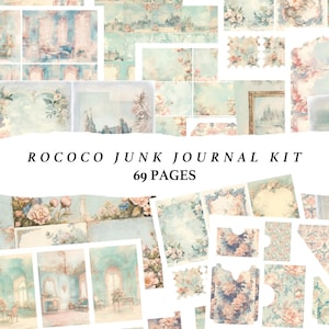 Kit de journal indésirable rococo, kit de scrapbooking numérique vintage baroque royal Marie-Antoinette, imprimable romantique papier artisanal téléchargement immédiat