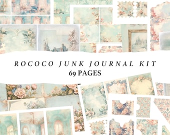 Kit de journal indésirable rococo, kit de scrapbooking numérique vintage baroque royal Marie-Antoinette, imprimable romantique papier artisanal téléchargement immédiat