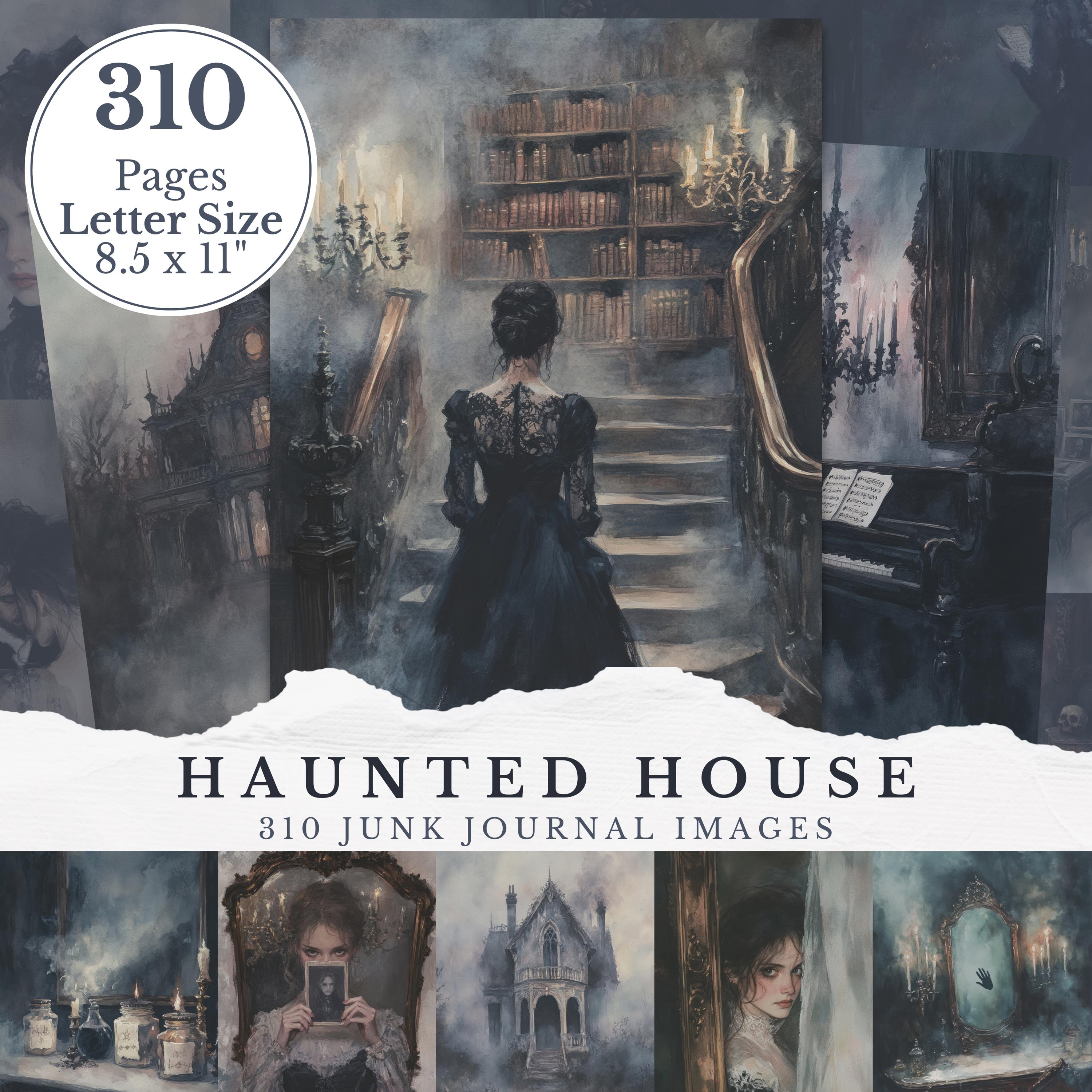 Halloween Haunted House Junk Journal Pages Kit, Spooky Vintage Victorian Haunting Scrapbooking Craft Paper Printable Ephemera Junkjournal