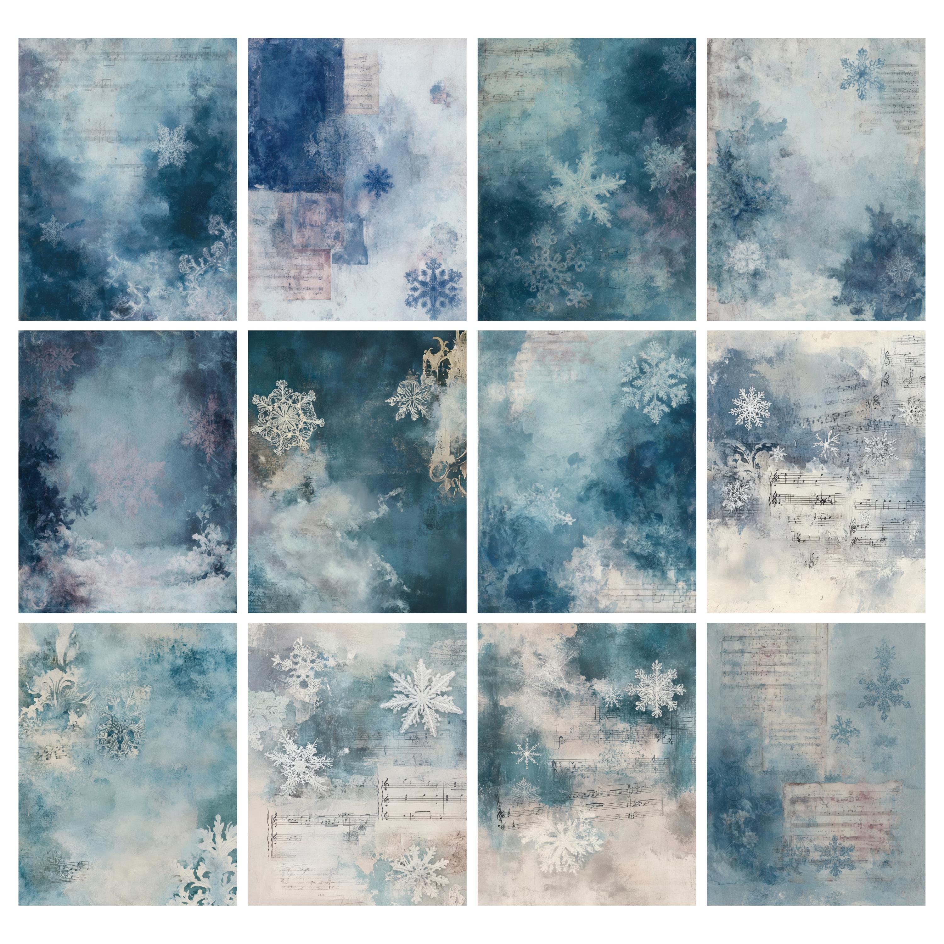 Antique Grungy Snowflake Music Sheet, Shabby Chic Winter Junk Journal ...