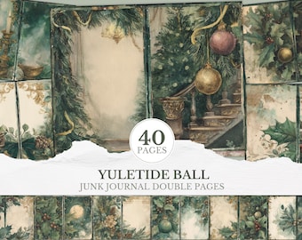 Diario di Natale con pagine doppie, kit diario di Natale verde, carta per scrapbooking delle festività vittoriane