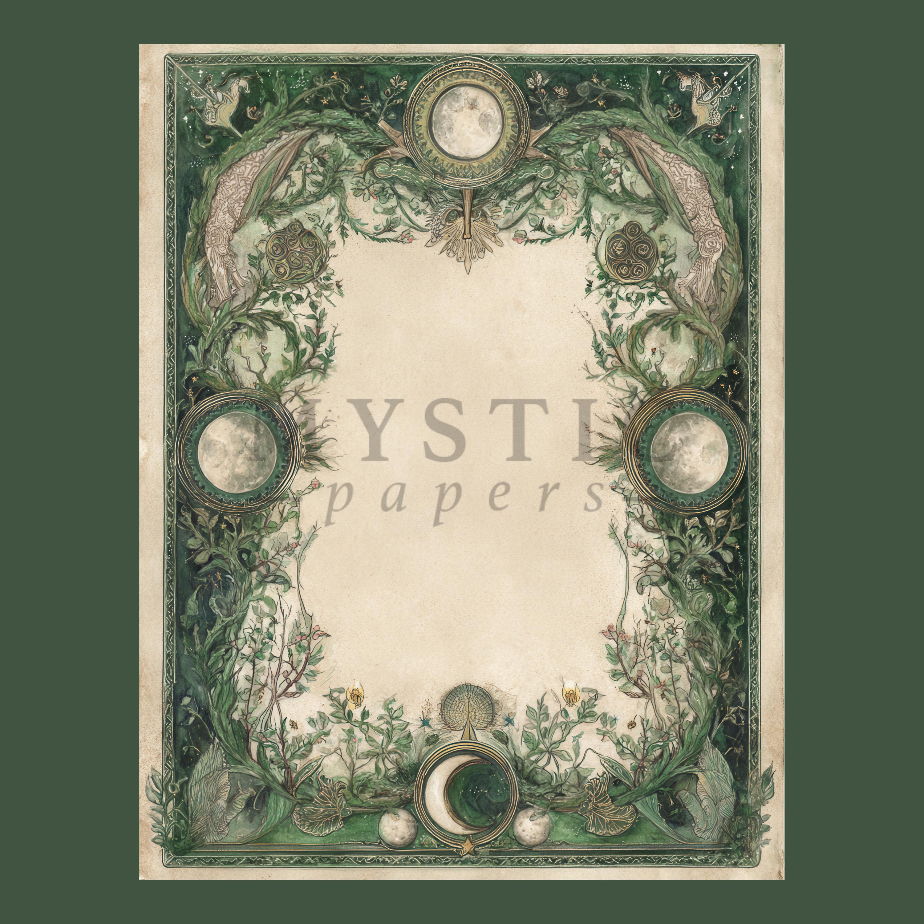 Green Witch Journal Pages Printable Grimoire Pages With Border, Fantasy ...