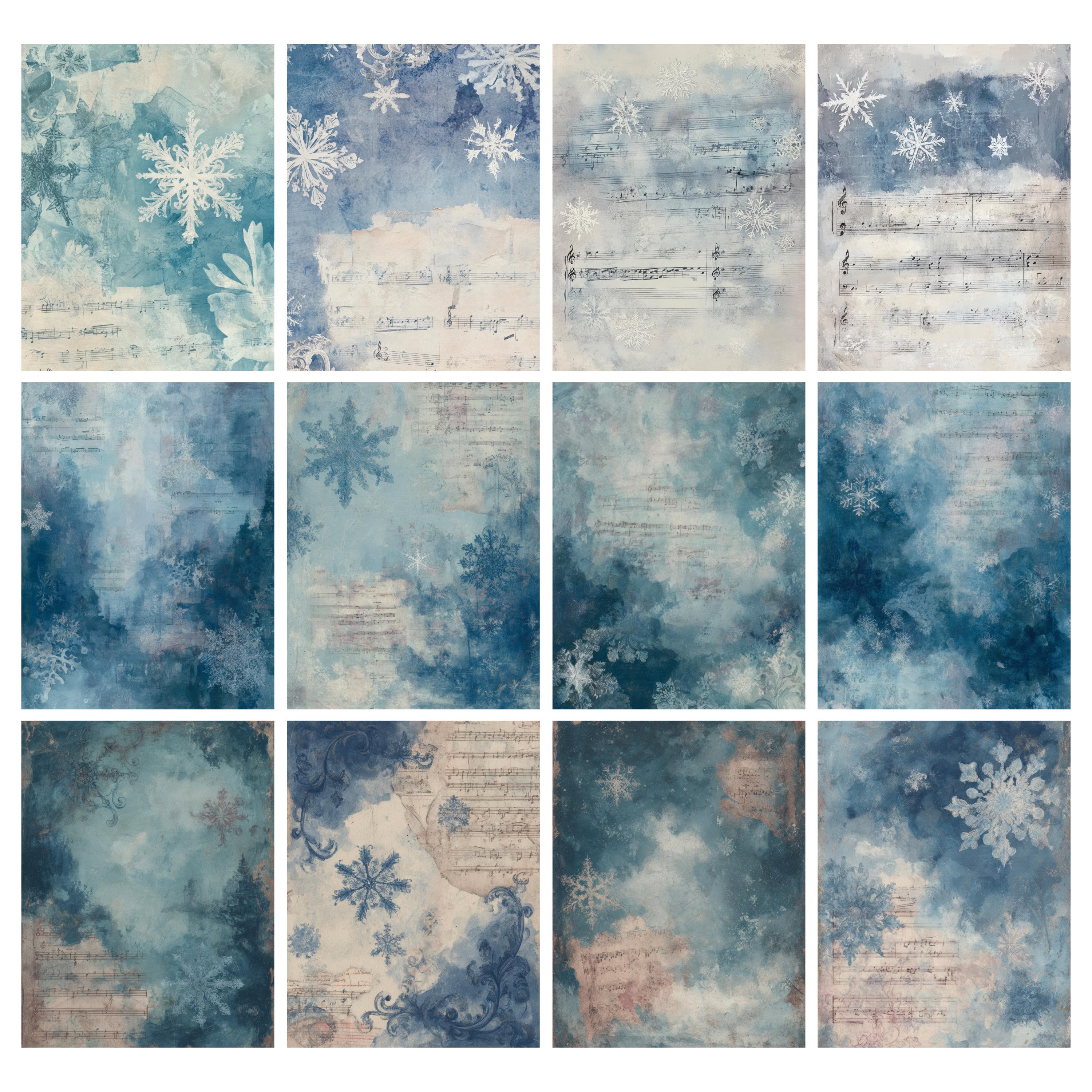 Antique Grungy Snowflake Music Sheet, Shabby Chic Winter Junk Journal ...