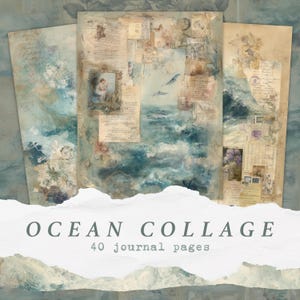 Ocean Collage Journal Pages, Nautical Scrapbook Printables, Coastal Junk Journal Paper, Vintage Sea Backgrounds, Marine Digital Sheets