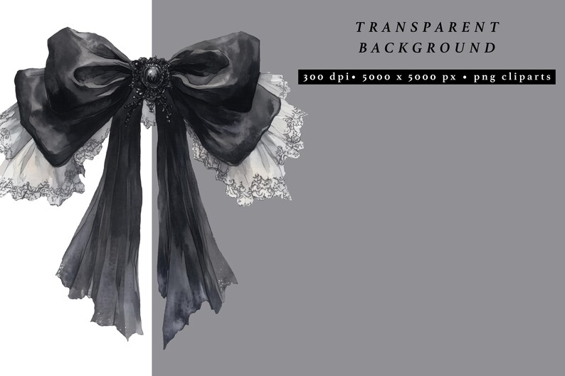 Peut inclure: Un grand n&oelig;ud en satin noir avec une bordure en dentelle blanche. Le n&oelig;ud est nou&eacute; avec un long ruban fluide.