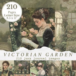 Victoriaanse tuin ongewenste tijdschrift vintage afdrukbaar, botanische tuinieren digitaal papier, roze Victoriaanse dames bloemen dagboek pagina's achtergrond