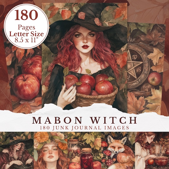 Mabon Witch Junk Journal Pages, Fall Equinox Pagan Wicca Witchcraft Junkjournal, Digital Printable Scrapbooking Images Scrapbook Supplies