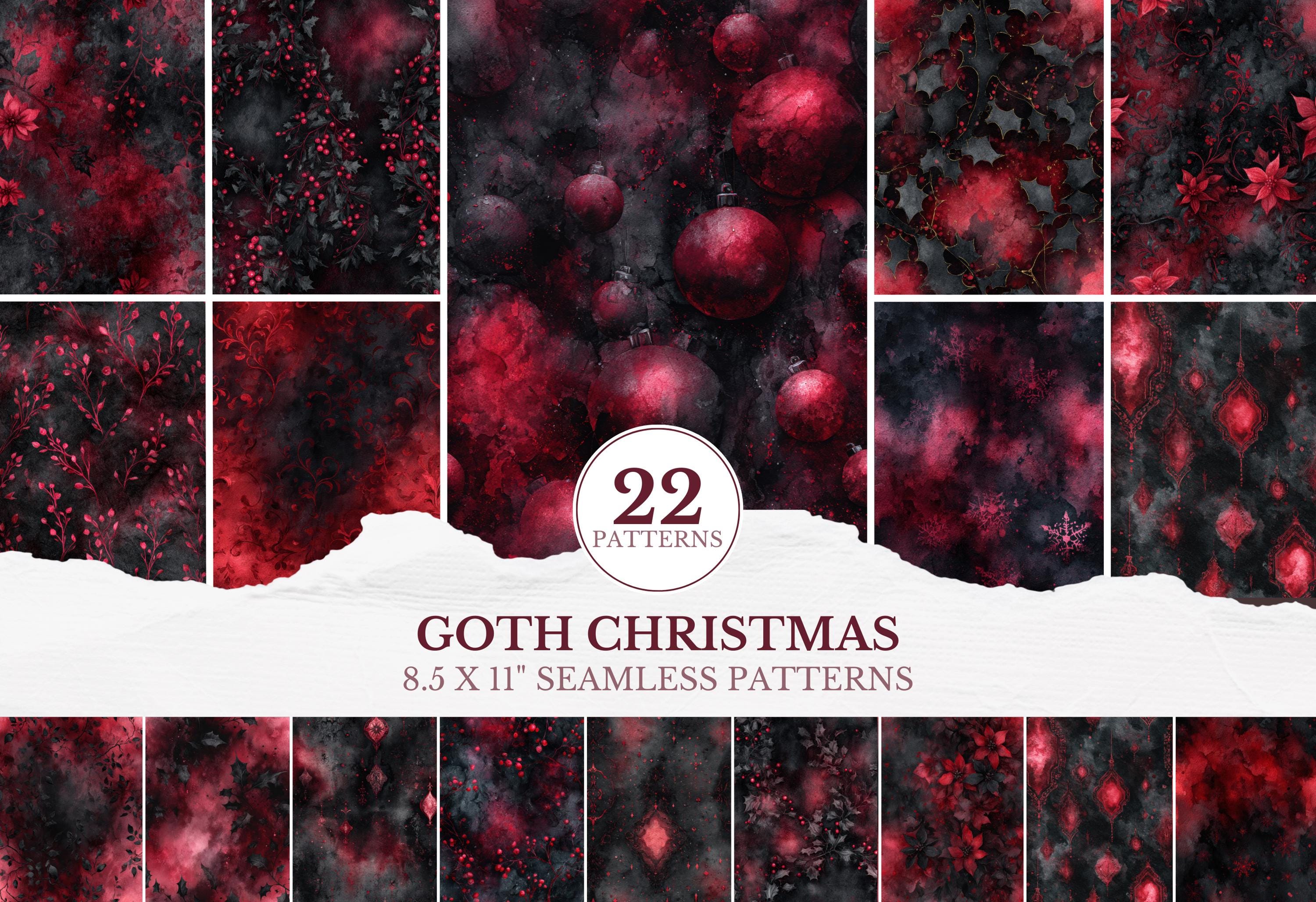 Goth Christmas Seamless Pattern, Gothic Vampire Holidays Tile Patterned ...