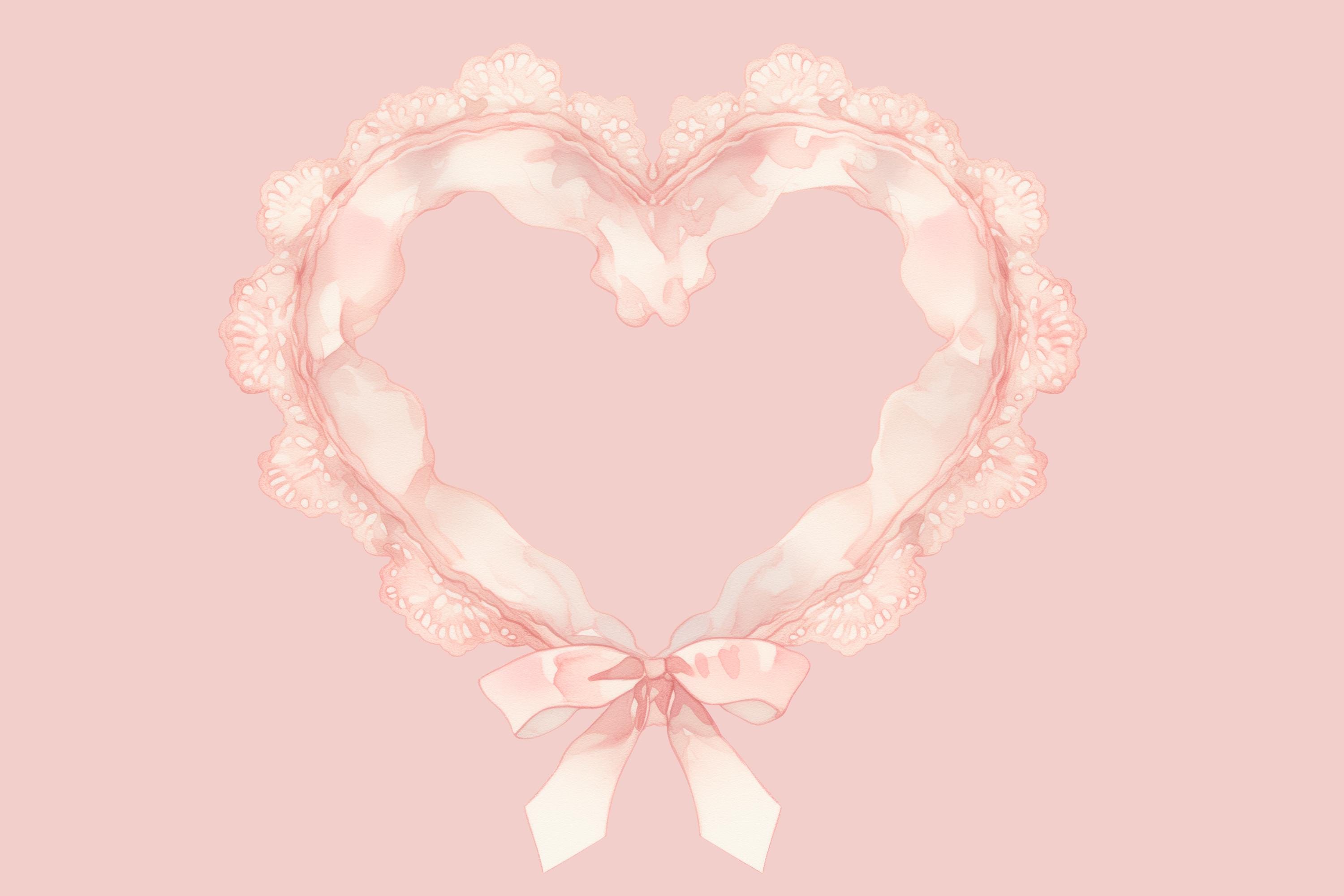 Pink Coquette Heart Frame Clipart Set, Romantic Bow Border Frames, Lace ...
