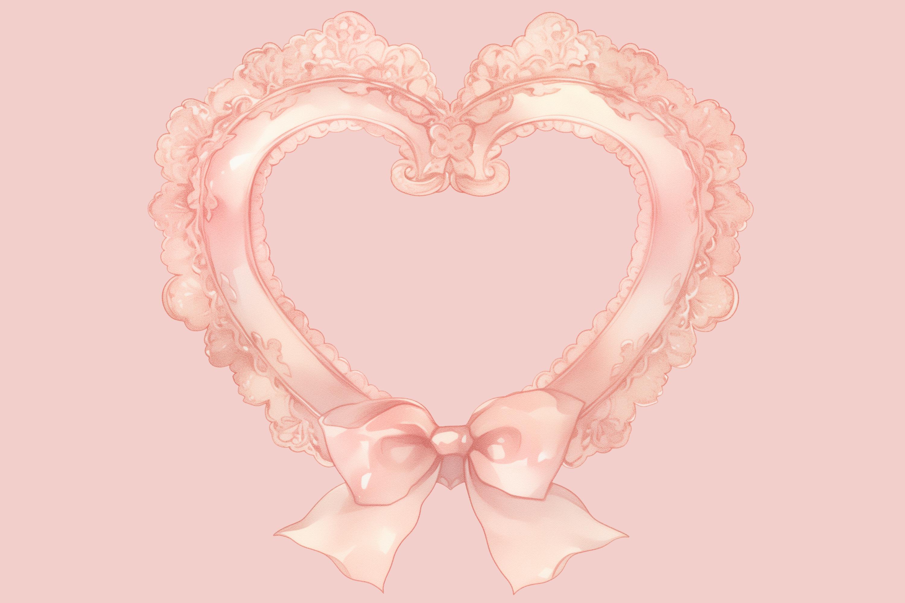 Pink Coquette Heart Frame Clipart Set, Romantic Bow Border Frames, Lace ...