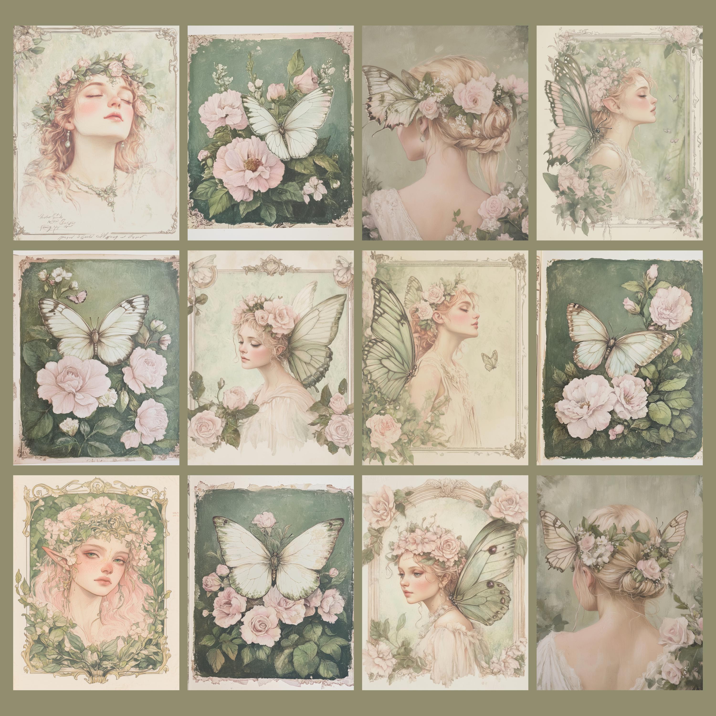 Printable Fairy Junk Journal Pages, Vintage Spring Floral Collage Paper ...