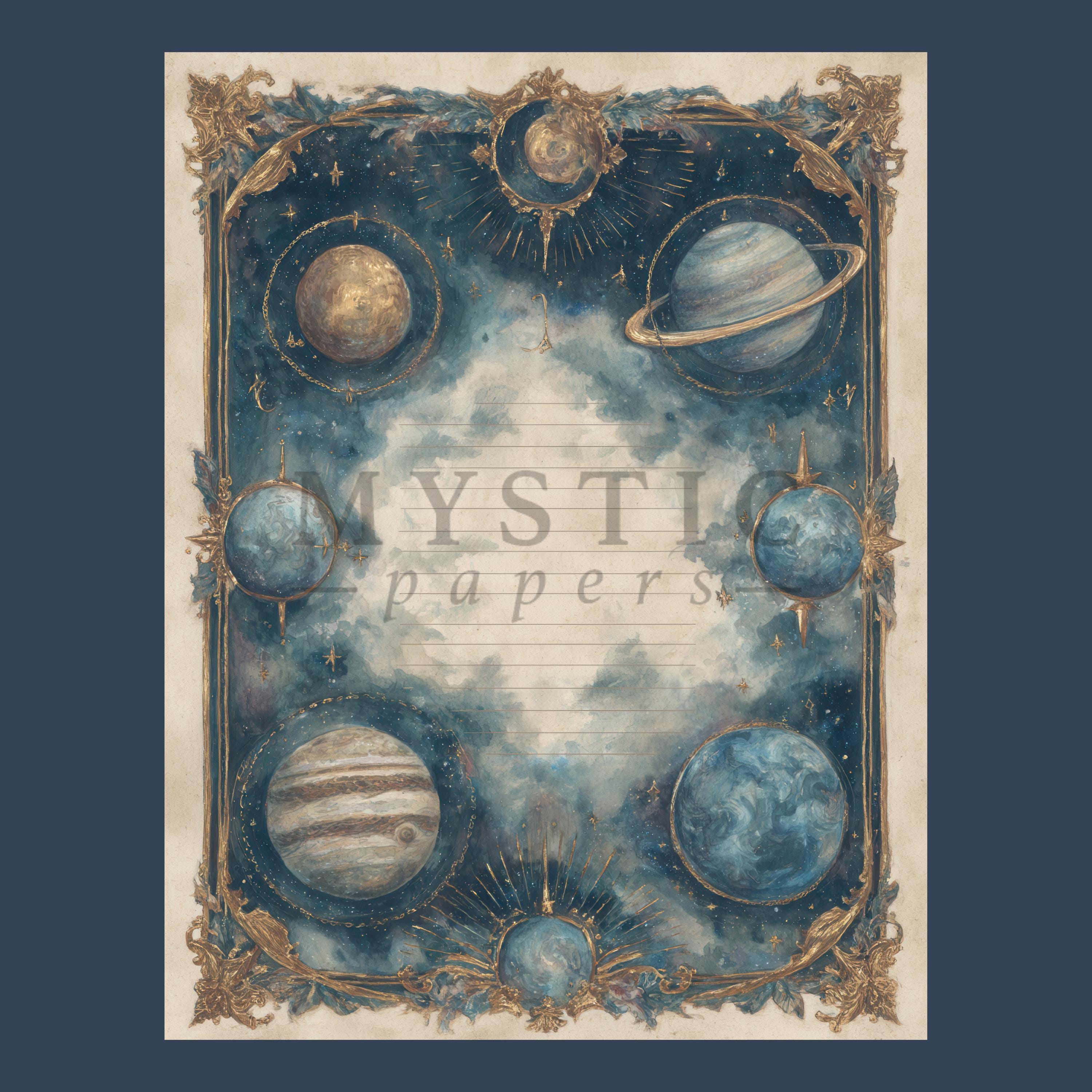 Blue Celestial Writing Pages, Witchy Junk Journal Insert Printable ...