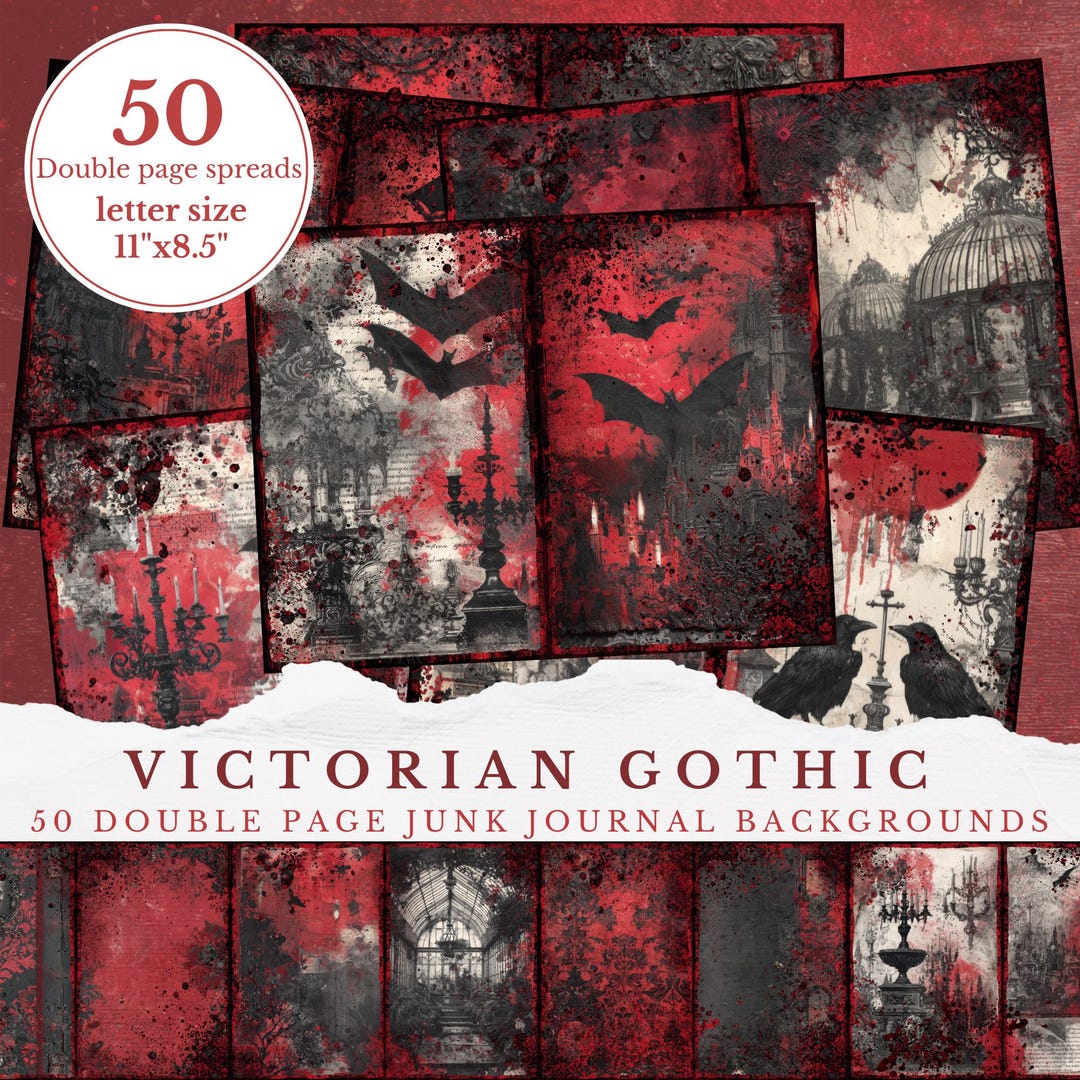 Victorian Gothic Junk Journal Pages Kit, Vintage Vampire Horror Dark ...