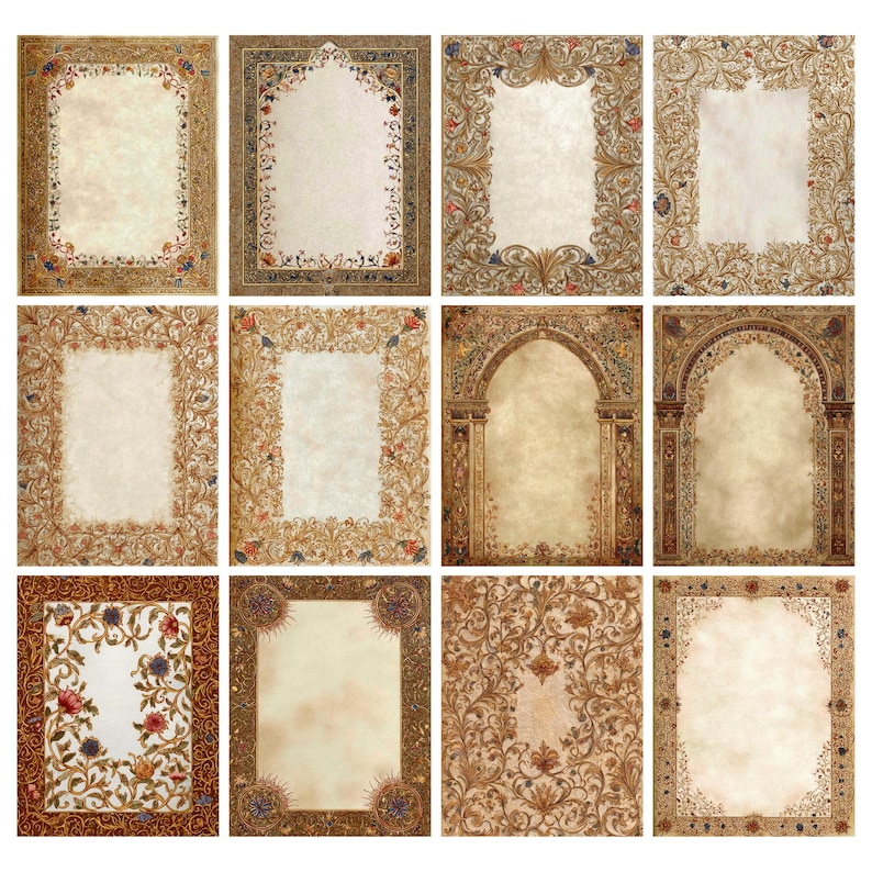 Brown Manuscript Pages Antique Junk Journal Paper, Illuminated ...
