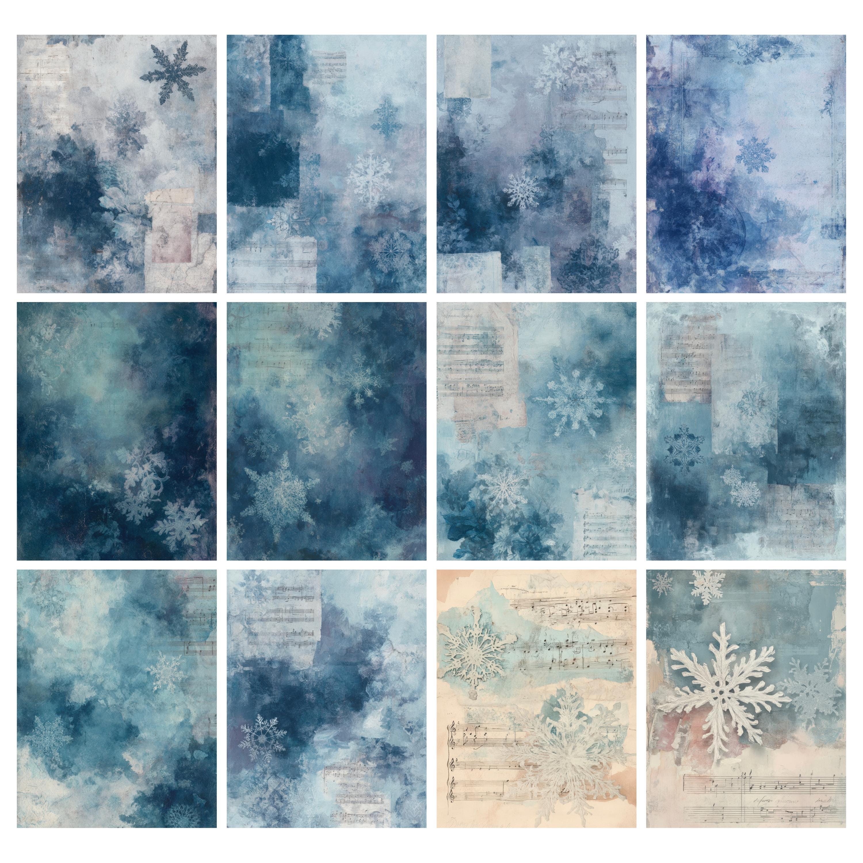 Antique Grungy Snowflake Music Sheet, Shabby Chic Winter Junk Journal ...