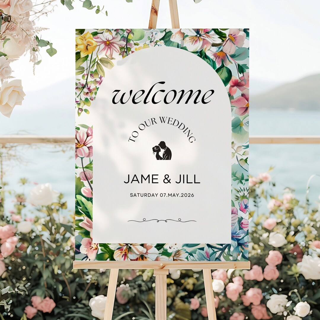 Wedding Welcome Sign, Wildflower Welcome Sign Template,wedding Welcome ...