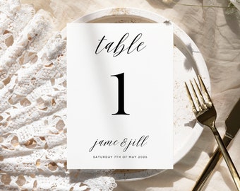 Minimalist Wedding Table Numbers Printable, Wedding Table Numbers Template, Table Number Canva Template, 4x6, 5x7, Editable Templates Canva