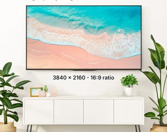 Frame TV Summer Spring Art, Beach Landscape, Waves, Vintage Painting, White Sandy Beach, Sunny Day Landscape, Instant Download | YTV10