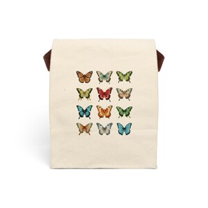 Sac à lunch en toile avec sangle, sac à lunch papillon, cadeau du meilleur ami, toile 100 % coton, vacances, collègue, enseignant, cadeau de retour à l'école