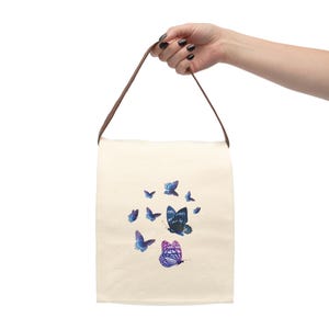 Canvas Lunch Bag With Strap, butterfly best friend gift, 100% cotton canvas, holiday, coworker, teacher, back to school gift, lunch bag