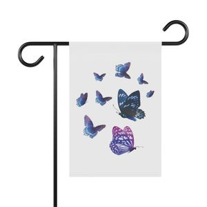 Garden & House Banner, butterfly flag, double sided flag, gardener gift, house warming gift, custom yard decor, outdoor house seasonal flag