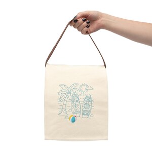 Canvas Lunch Bag With Strap, beach lunch bag, 100% cotton canvas, best friend gift, holiday, coworker, teacher, back to school gift, picnic