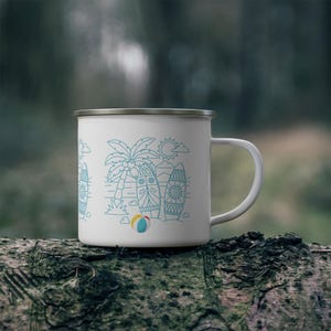 Enamel Camping Mug, stainless steel, lead/BPA free, outdoor adventure cup, retro campfire coffee mug, rustic camp teacup, wilderness mug
