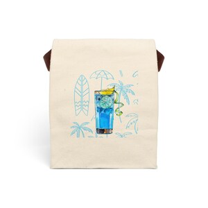 Canvas Lunch Bag With Strap, beach drinks lunch bag, 100% cotton canvas, best friend gift, holiday, coworker, teacher , back to school gift