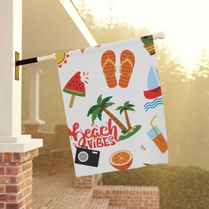 Garden & House Banner, beach vibes flag, double sided flag, gardener gift, house warming present, outdoor seasonal flag, custom yard decor