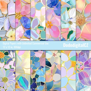 Mosaic Seamless Pattern | Unlimited Commercial Use | Patterned Paper | Texture | Spring | Garden | Glass and Stone | Scrapbook | Printable