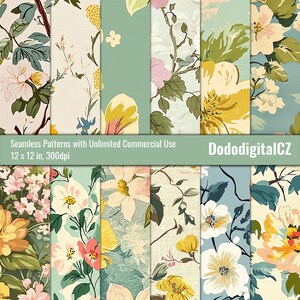 Naadloos lentepatroon | Onbeperkt commercieel gebruik | Patroonpapier | Textuur | Bloemen | Behang | Plakboek | Afdrukbaar