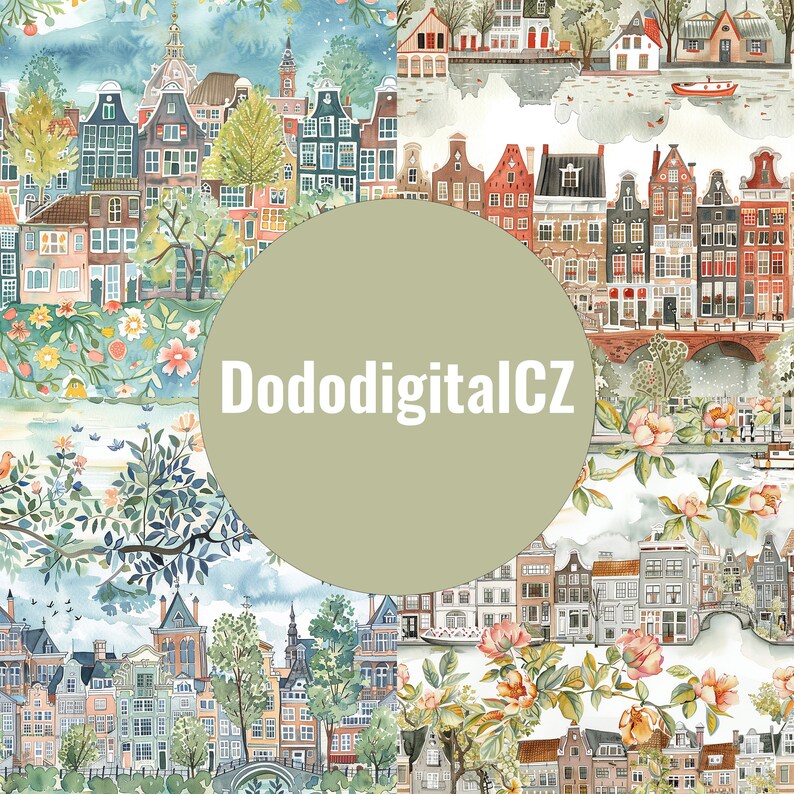 Dutch Town Seamless Pattern | Unlimited Commercial Use | Patterned ...
