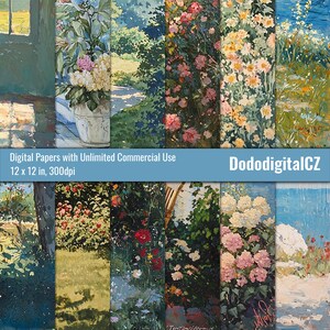 Digitaal papier Summer Serenity | Onbeperkt commercieel gebruik | Patroonpapier | Textuur | Bloemen | Seizoensgebonden | Bloemen | Plakboek | Afdrukbaar