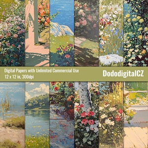 Digitaal papier Summer Serenity | Onbeperkt commercieel gebruik | Patroonpapier | Textuur | Bloemen | Seizoensgebonden | Bloemen | Plakboek | Afdrukbaar