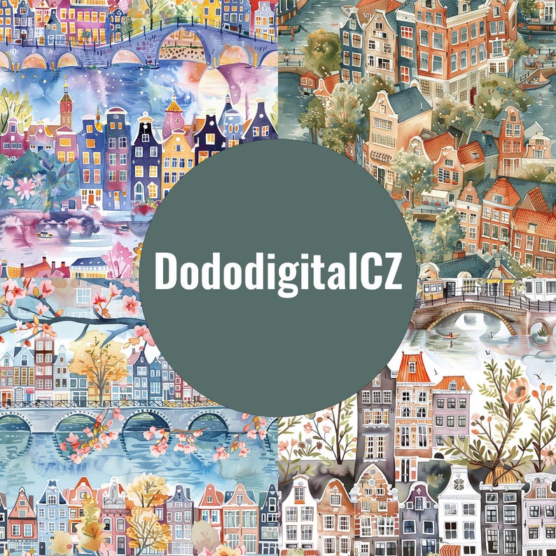 Dutch Town Seamless Pattern | Unlimited Commercial Use | Patterned ...