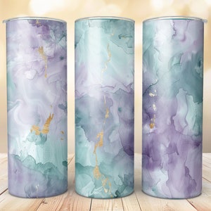 Marbled Watercolor Skinny Tumbler Wraps, 20oz Tumbler Sublimation, Digital Download, Shimmering Abstract Tumbler Designs, Commercial Use