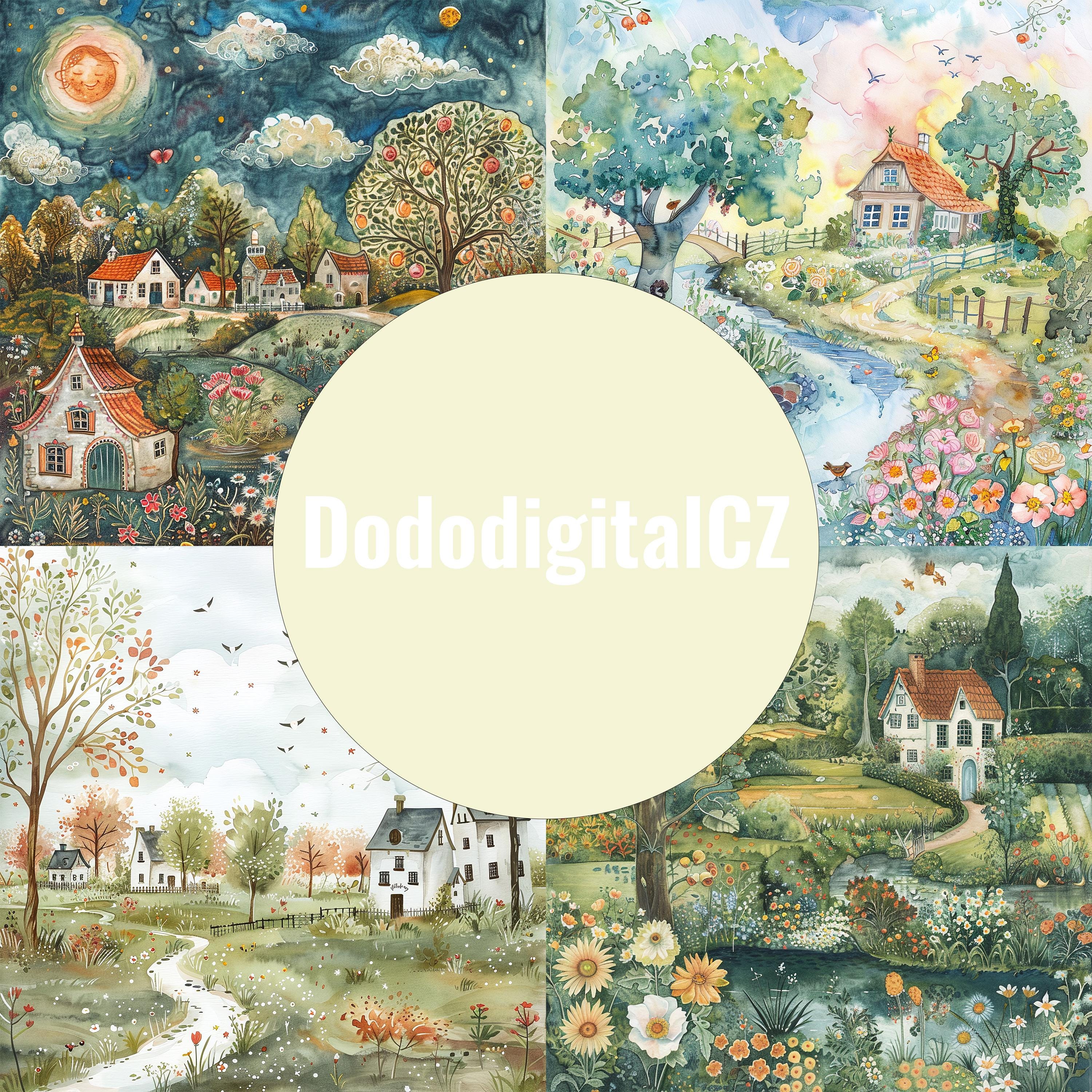 Dutch Village Scenery Digital Paper | Unlimited Commercial Use ...