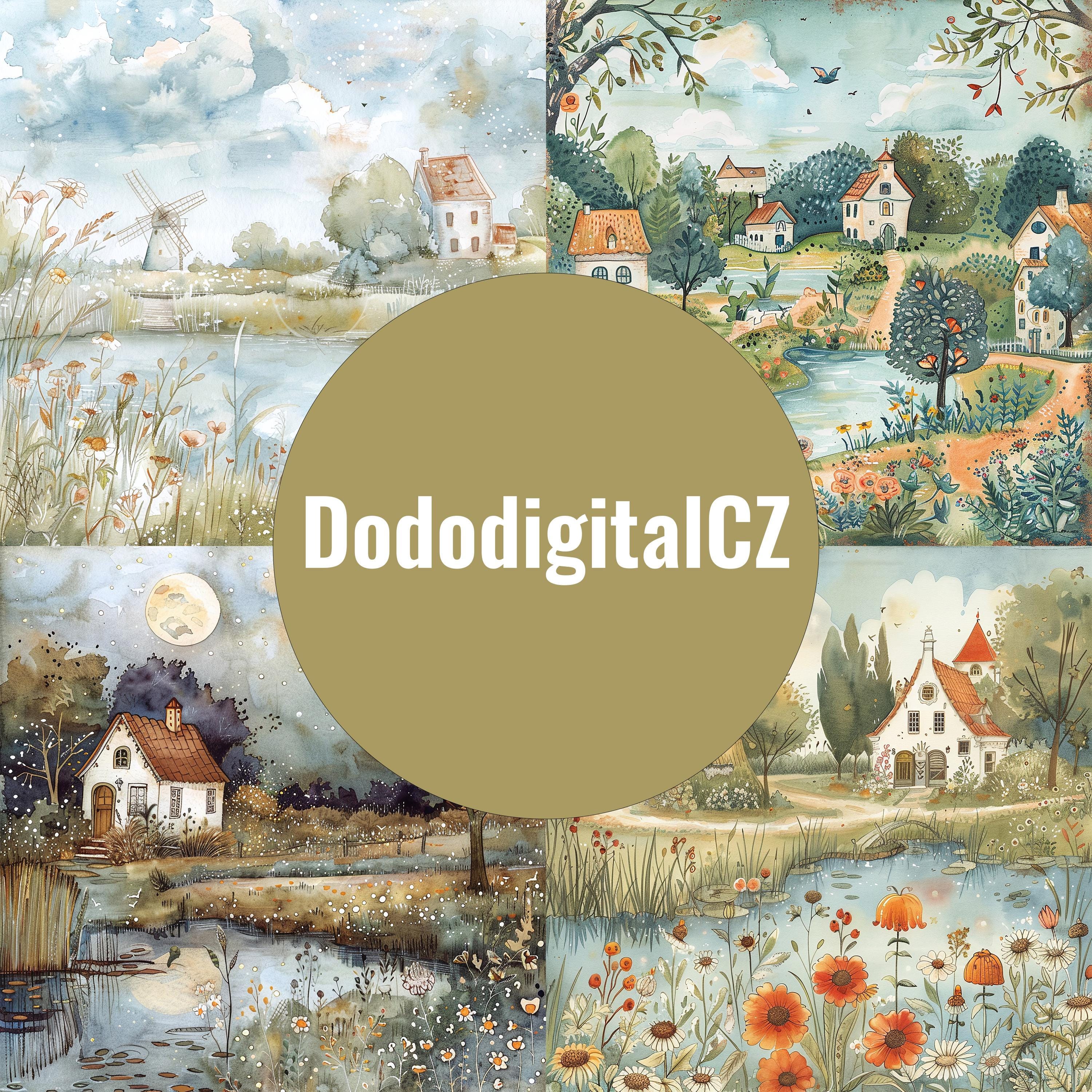 Dutch Village Scenery Digital Paper | Unlimited Commercial Use ...
