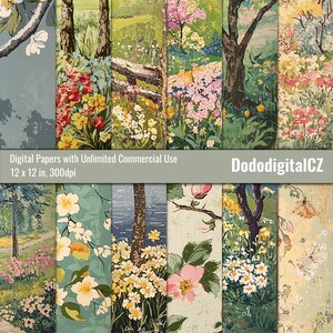 Papel digital Spring Serenity / Uso comercial ilimitado / Papel estampado / Textura / Flores / Estacional / Floral / Álbum de recortes / Imprimible