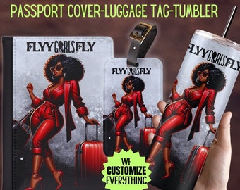 Personalized Passport cover luggage tag Girl Love travel gift set Black Girl Magic Custom passport cover gift for mom Girl trip catch flight