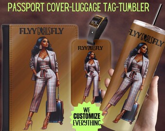 Personalized Passport cover luggage tag Girl Love travel gift set Black Girl Magic Custom passport cover gift for mom Girl trip catch flight