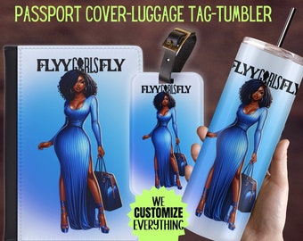Personalized Passport cover luggage tag Girl Love travel gift set Black Girl Magic Custom passport cover gift for mom Girl trip catch flight