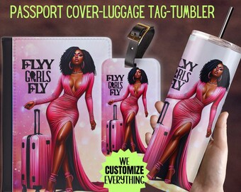 Personalized Passport cover luggage tag Girl Love travel gift set Black Girl Magic Custom passport cover gift for mom Girl trip catch flight