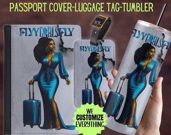 Personalized Passport cover luggage tag Girl Love travel gift set Black Girl Magic Custom passport cover gift for mom Girl trip catch flight