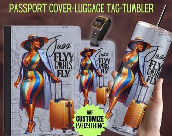 Personalized Passport cover luggage tag Girl Love travel gift set Black Girl Magic Custom passport cover gift for mom Girl trip catch flight