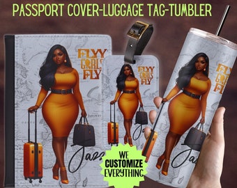 Personalized Passport cover luggage tag Girl Love travel gift set Black Girl Magic Custom passport cover gift for mom Girl trip catch flight