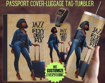 Personalized Passport cover luggage tag Girl Love travel gift set Black Girl Magic Custom passport cover gift for mom Girl trip catch flight