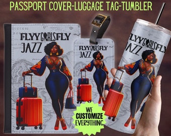 Personalized Passport cover luggage tag Girl Love travel gift set Black Girl Magic Custom passport cover gift for mom Girl trip catch flight