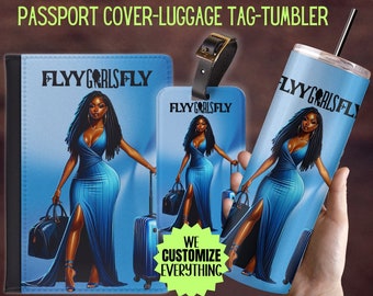 Personalized Passport cover luggage tag Girl Love travel gift set Black Girl Magic Custom passport cover gift for mom Girl trip catch flight